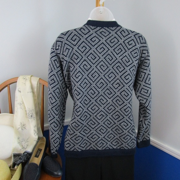 🌹HP🌹 VTG Aztec Pattern Cardigan 100% Alpaca Wool - Picture 4 of 8